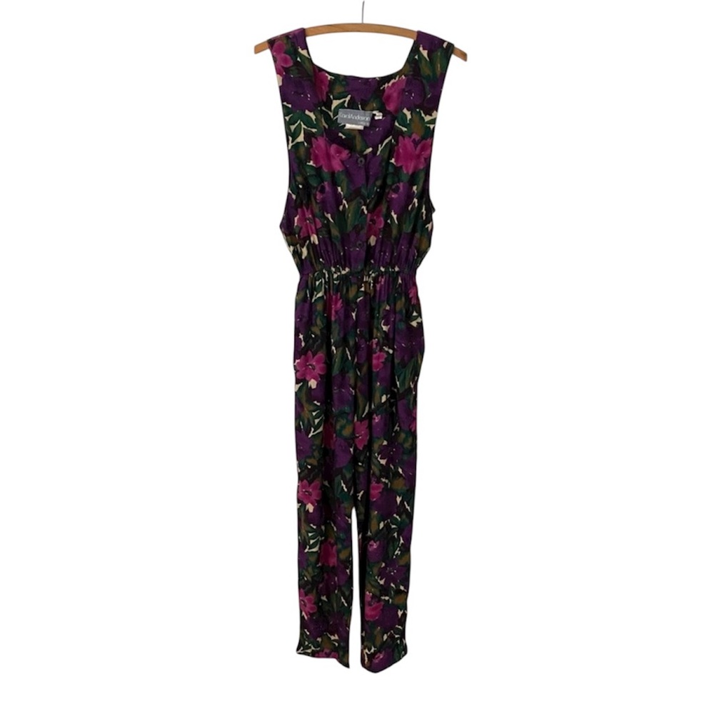 Vintage Carol Anderson Jumpsuit Sz 9/10 80s Floral Tropical Beachy Island USA